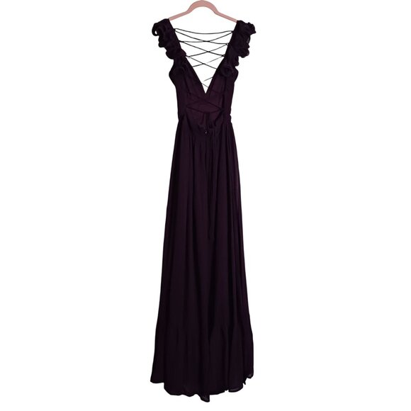 NEW Lulus Soiree Celebration Purple Ruffled Lace-Up Maxi Dress, Size‎ XS - Picture 6 of 16